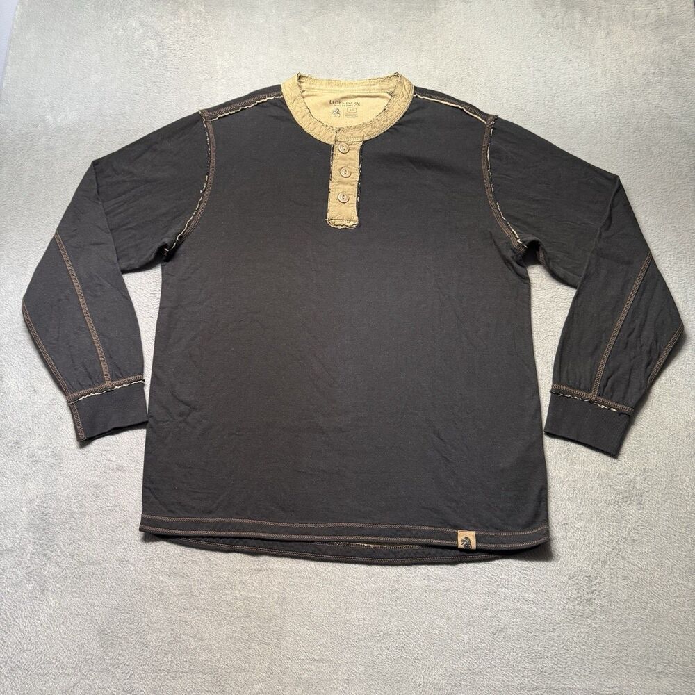 Legendary Whitetails Mens Large Henley Black Long Sleeve Outdoor Hunting NWT
